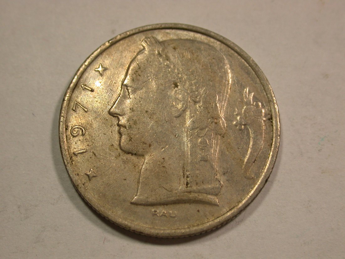 B20 Belgien 5 Francs 1971 in f.vz Originalbilder