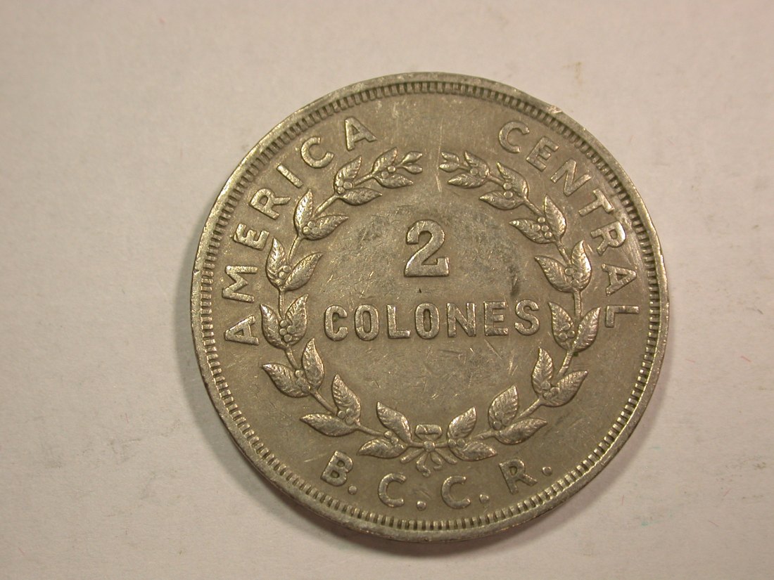 B20 Costa Rica 2 Colones 1978 in ss Originalbilder