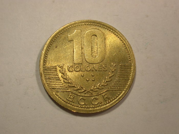 B20 Costa Rica 10 Colones 2002 in vz-st Originalbilder