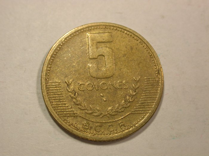 B20 Costa Rica 5 Colones 1999 in f.vz Originalbilder