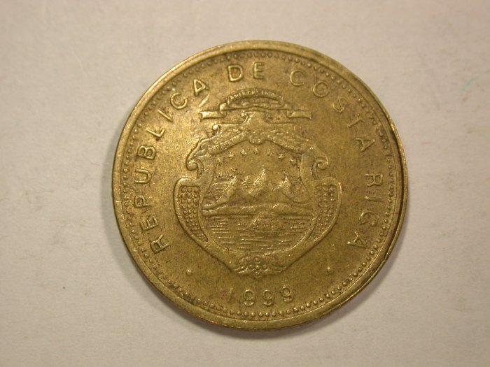  B20 Costa Rica  5 Colones 1999 in f.vz Originalbilder   