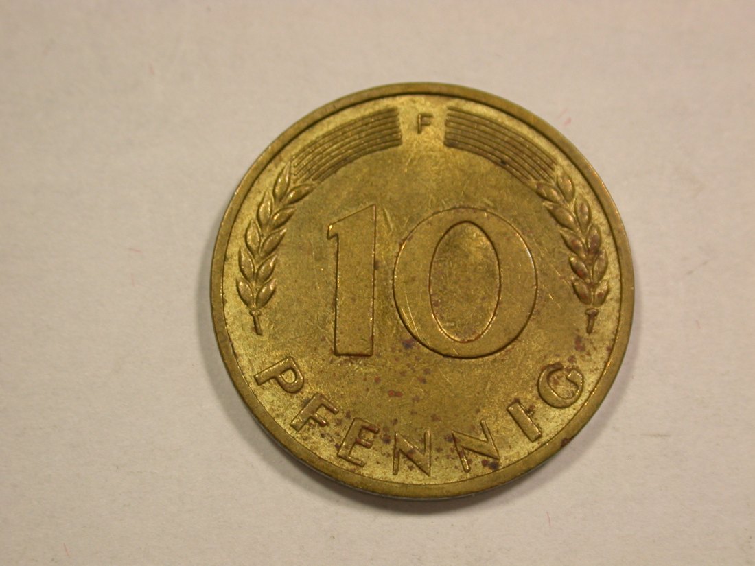  B20 BRD 10 Pfennig 1950 F in f.unc angelaufen  Originalbilder   