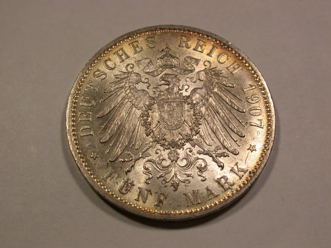  B48 KR  5 Mark Bayern 1907 in vz-st/f.st  Originalbilder   