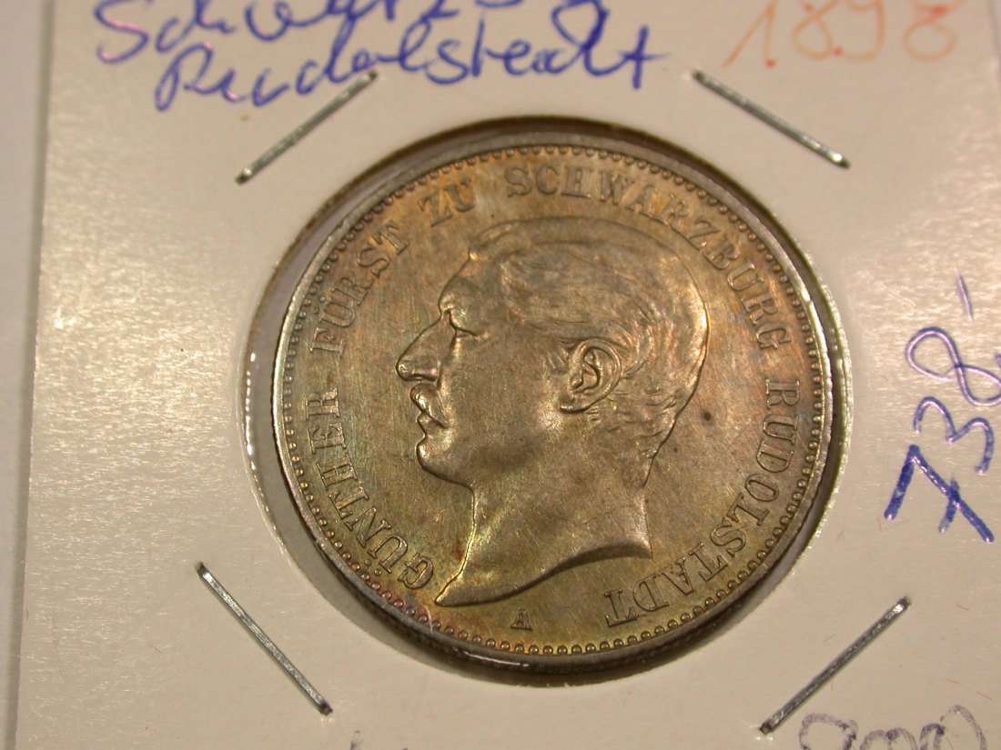 B48 KR 2 Mark Schwarzburg Rudolstadt 1898 in vz-st/f.st Originalbilder