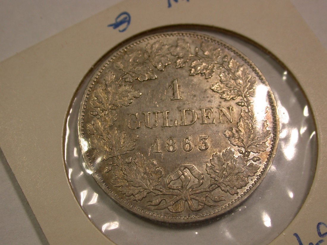  B48 Bayern  1 Gulden 1863 in vz+  Originalbilder   