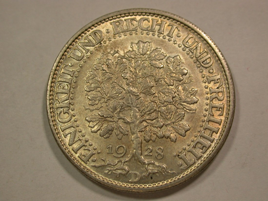 B48 Weimar 5 Mark Eichbaum 1928 D in vz-st/f.st Originalbilder