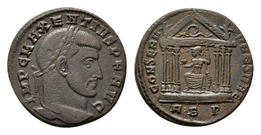  Antike; Maxentius 306-312; Bronzemünze 6,41 g   