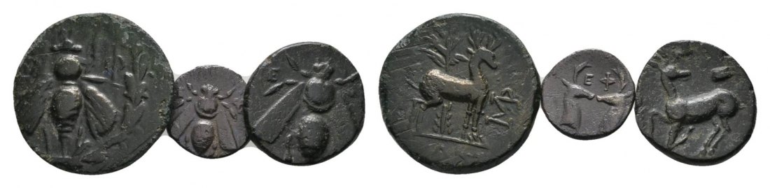  Antikes Griechenland; Ionien Ephesos; 3 Stück Bronzemünzen 7,12 g   