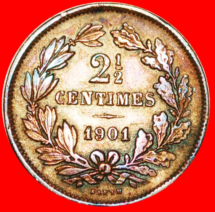  √ ERROR BAPTH: LUXEMBOURG ★ 2 1/2 CENTIMES 1901!   