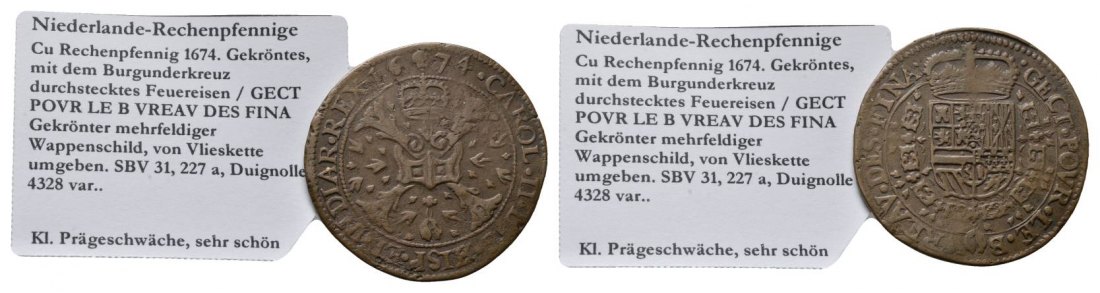  Niederlande, Cu Rechenpfennig 1674   