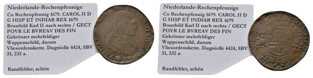  Niederlande, Cu Rechenpfennig 1679   