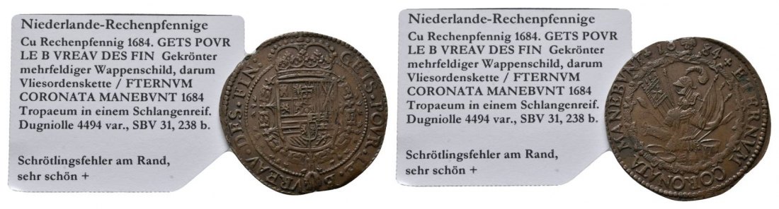  Niederlande, Cu Rechenpfennig 1684   