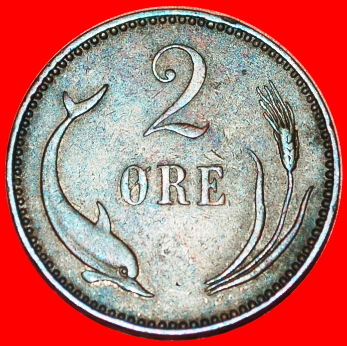  √ DOLPHIN TYPE (1874-1892): DENMARK ★ 2 ORE 1891! INTERESTING!   