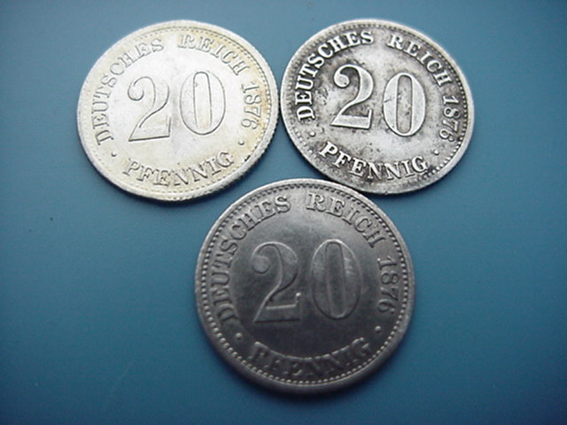 Kaiserreich 20 Pfennig Silber 1876 A/D/F