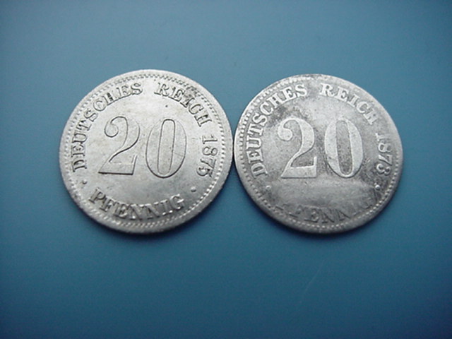 Kaiserreich 20 Pfennig Silber 1875 D
