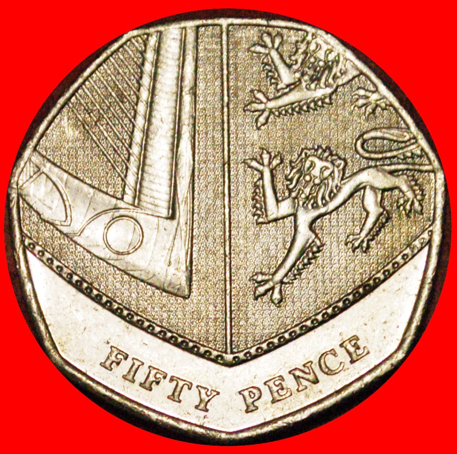  √ SCHILD: GROSSBRITANNIEN ★ 50 PENCE 2014 VZGL STEMPELGLANZ!   