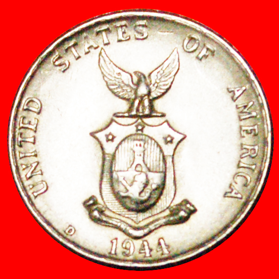  √ USA: PHILIPPINES ★ 10 SENTAVOS 1944D SILVER MINT LUSTER KEY DATE!   