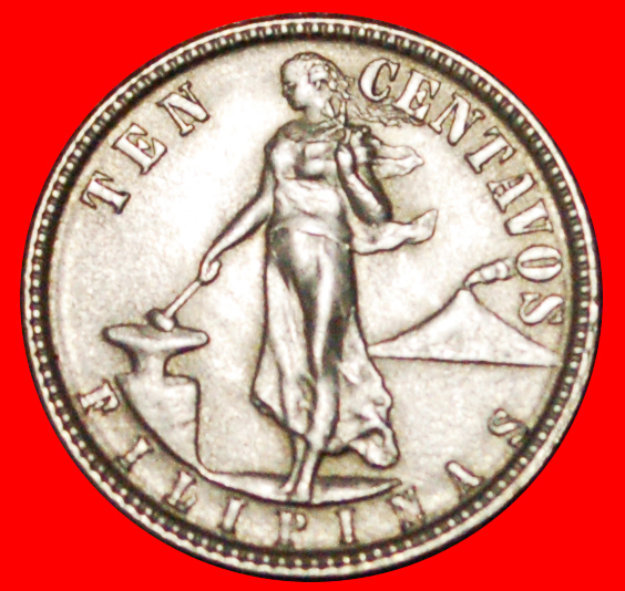 √ USA: PHILIPPINES ★ 10 SENTAVOS 1944D SILVER MINT LUSTER KEY DATE!   