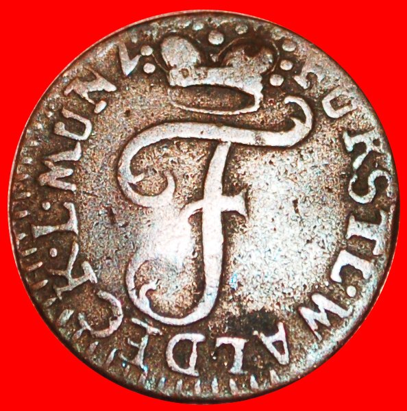 √ WALDECK-PYRMONT: GERMANY ★ 1 PFENNIG 1795PS COIN ALIGNMENT ↑↓ RARE!