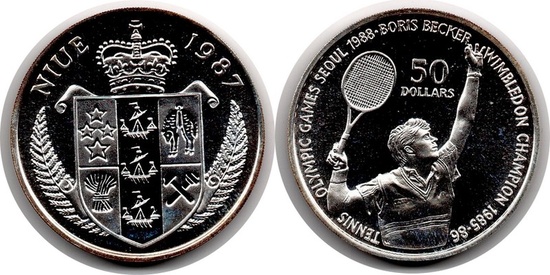  Niue  50 Dollar  1987  FM-Frankfurt  Feingewicht: 26,16g  Silber  PP (angelaufen)   