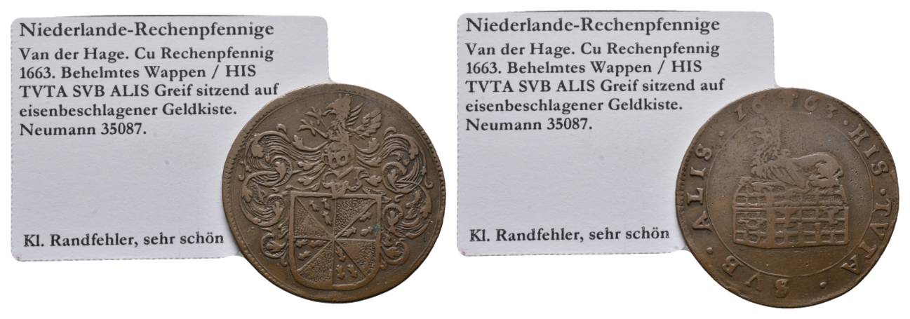  Niederlande-Rechenpfennige, Cu Rechenpfennig 1663   