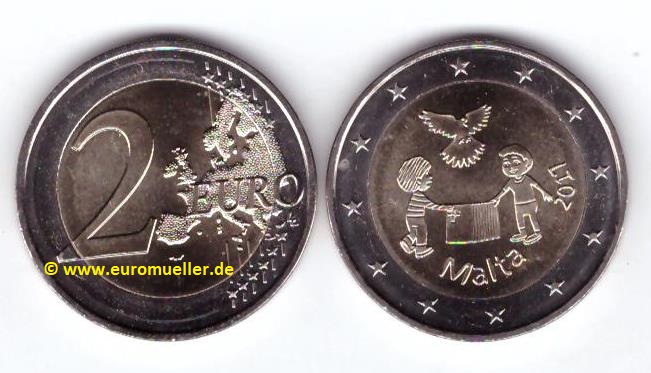 Malta 2 Euro Sondermünze 2017...Peace...unc.   