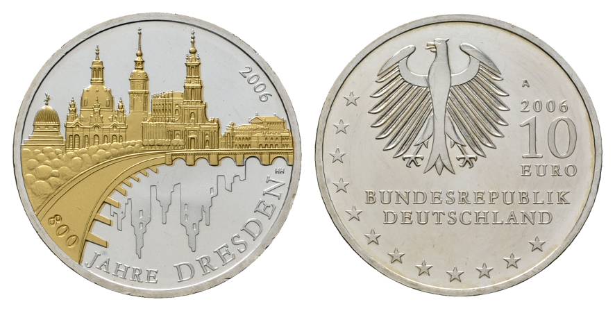  10 Euro 2006 Gedenkmünze teilvergoldet; Ag 0,925; 18 g, Ø 32,5 mm   