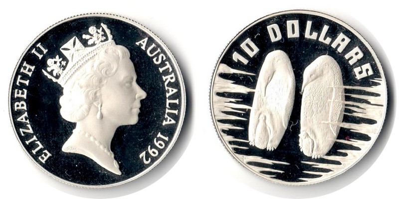  Australien  10 Dollar  1992  FM-Frankfurt  Feingewicht: 18,5g Silber  pp/vz   