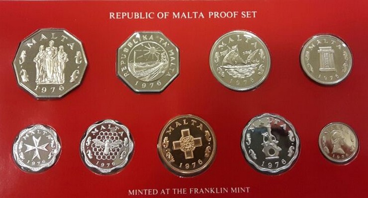  Republik of Malta Proof Set 1976,  2 Mils - 50 Cents  FM-Frankfurt   pp   