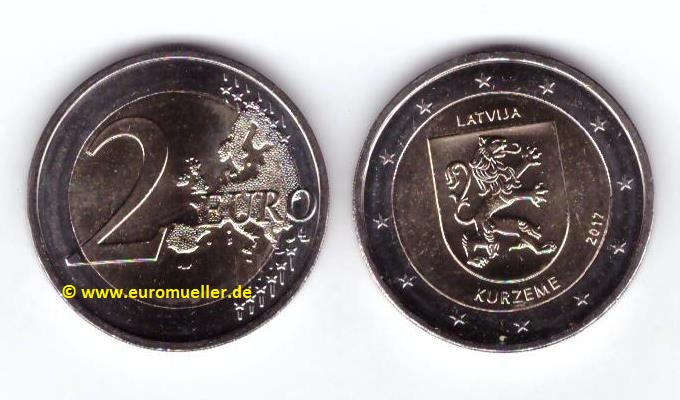 Lettland 2 Euro Gedenkmünze 2017...Kurzeme   