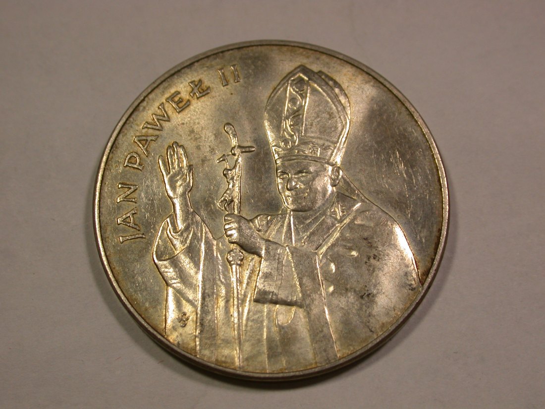  B21 Polen Papst Johannes Paul Silber 10.000 Zloty 1987 in f.ST  Originalbilder   