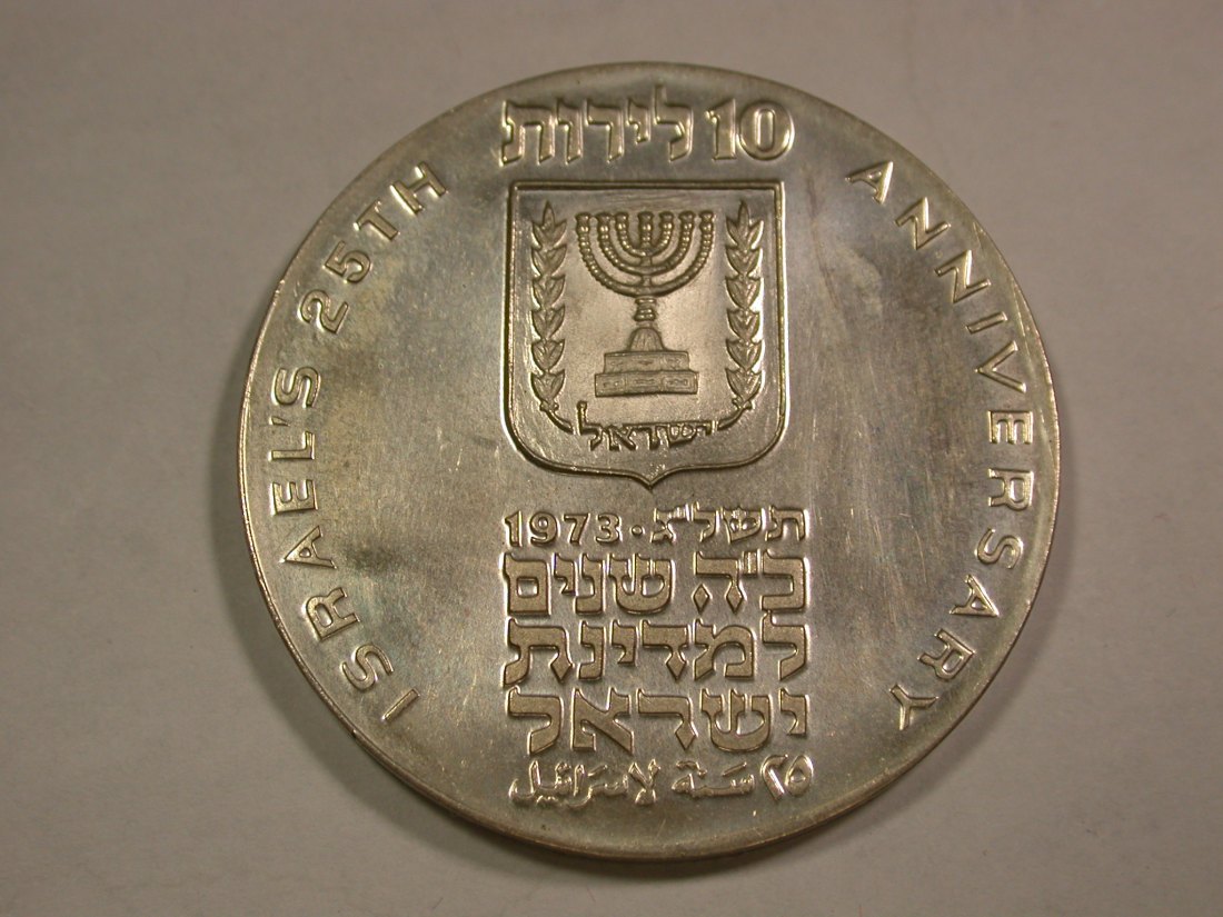  B21 Israel 1973 10 Lirot Silber  26Gr./900 in PP, f.ST  Originalbilder   