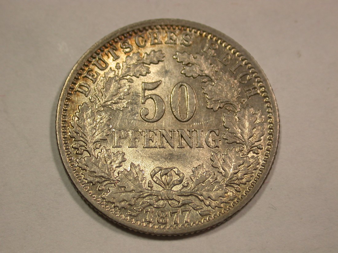 B21 KR 50 Pfennig 1877 G in vz+/vz-st Originalbilder