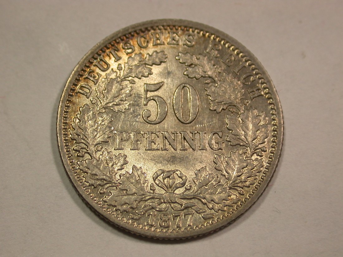  B21 KR  50 Pfennig 1877 G in vz+/vz-st Originalbilder   