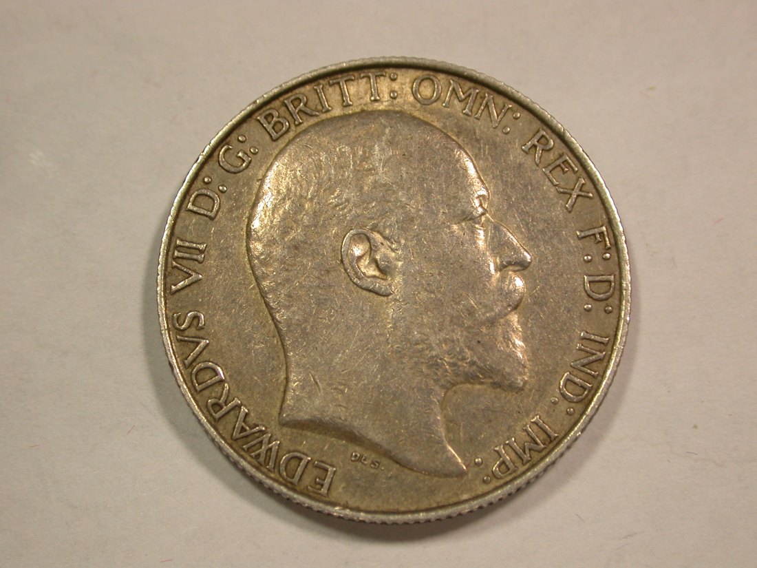 B21 Großbritannien Edward 1902 1 Florin/2 Shilling in ss-vz/vz Originalbilder