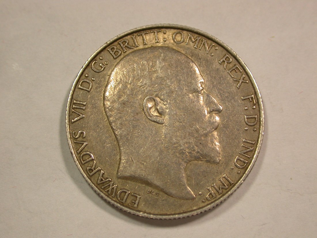  B21 Großbritannien Edward 1902 1 Florin/2 Shilling in ss-vz/vz Originalbilder   