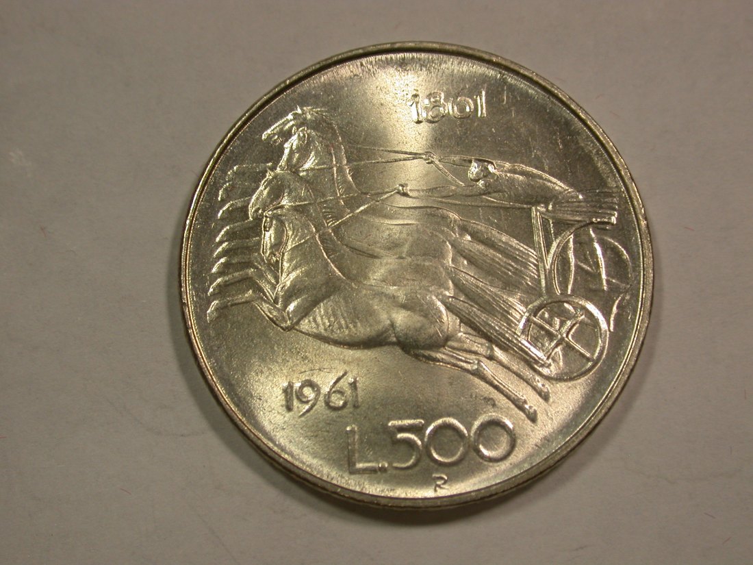 B21 Italien 500 Lire 1961 in UNC Originalbilder