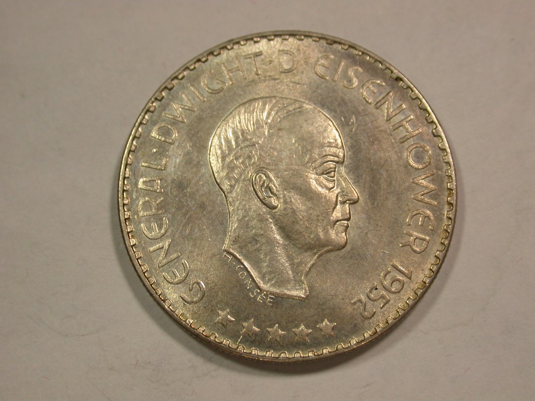 B21 Europa 2,5 Europinos 1952 Eisenhower in EA/f.st Selten !! Silber 12,53 Gr. Originalbilder