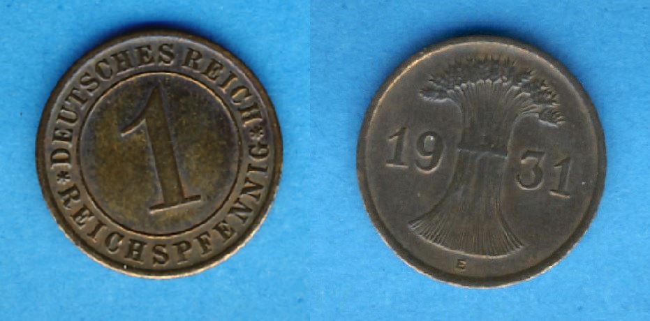  Weimar 1 Reichspfennig 1931 E   