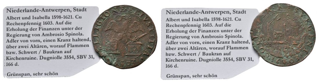  Niederlande-Antwerpen, Cu Rechenpfennig 1603   