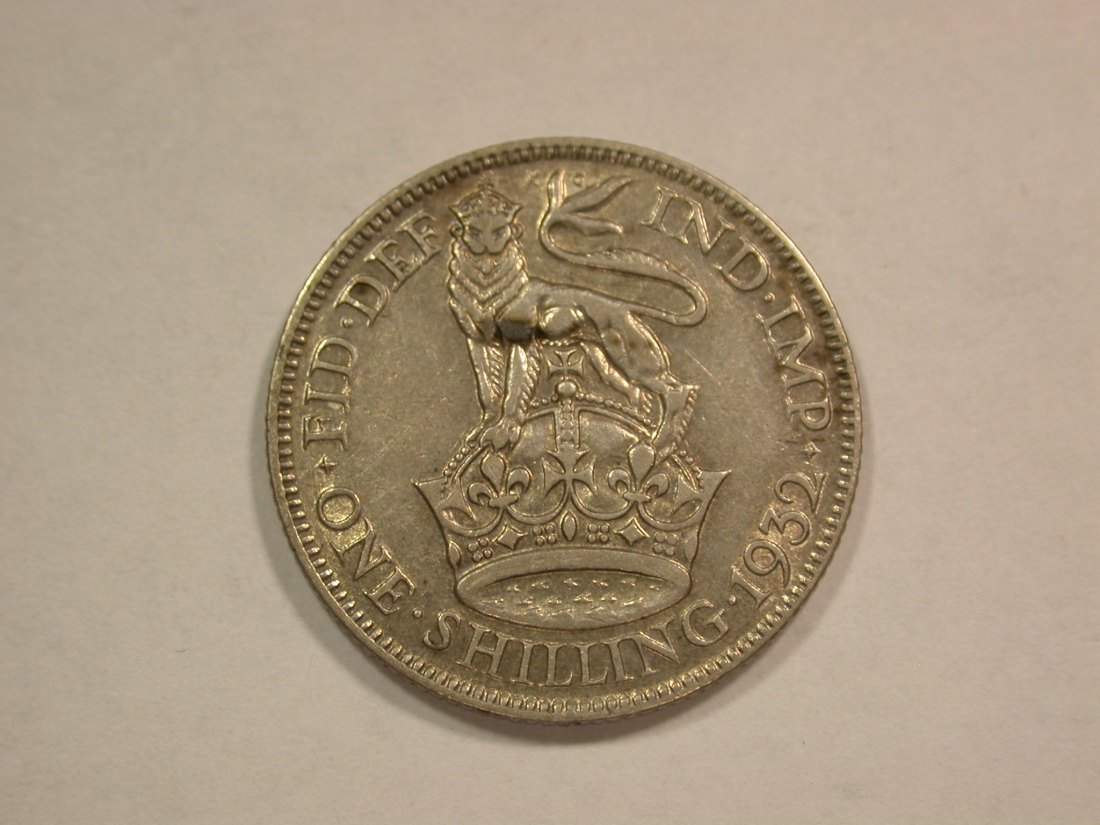  B22 Großbritannien 1 Shilling 1932 in ss-vz Originalbilder   