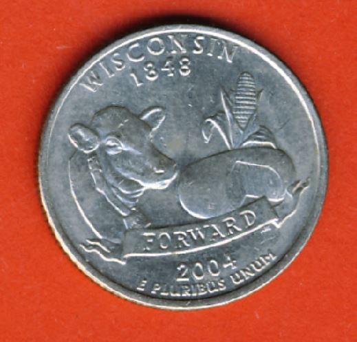  USA 25 Cents State Quarters 2004 D Wisconsin   