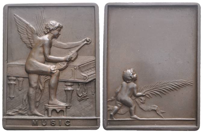 Bronzeplakette Music; 43,35 g, 38,16 x 50,41 mm   