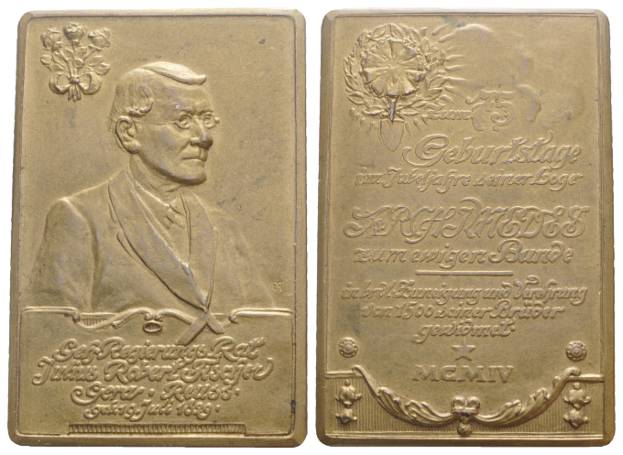  Reuss, Bronzeplakette, 1904; 46,02 g; 40,65 x 60,75 mm   