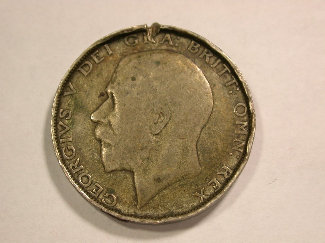 B23 Großbritannien Half Crown 1921 stark bearbeitet Henkelspur Originalbilder