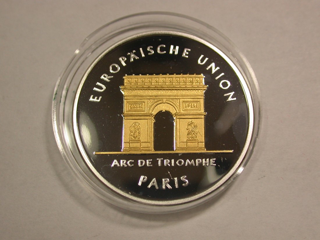  B23 Silber Medaille 15 Gramm/999 34 mm Europa Paris mit Hartvergoldung sehr dekorativ Originalbilder   