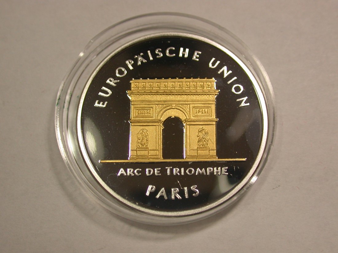 B23 Silber Medaille 15 Gramm/999 34 mm Europa Paris mit Hartvergoldung sehr dekorativ Originalbilder