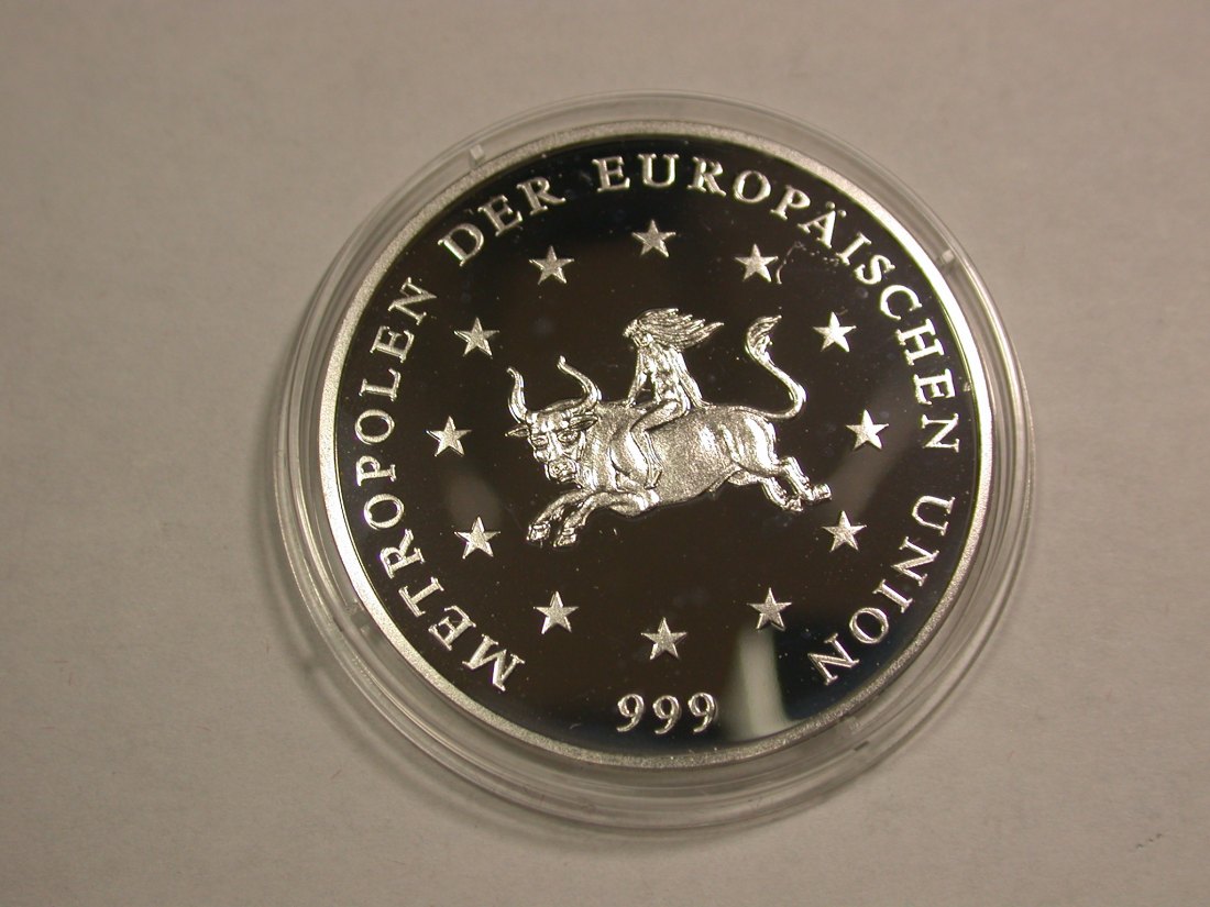  B23 Silber Medaille 15 Gramm/999 34 mm Europa Paris mit Hartvergoldung sehr dekorativ Originalbilder   