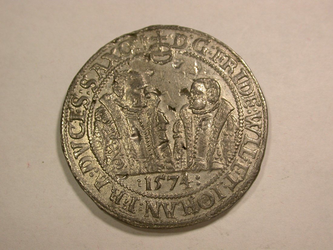 B24 Sachsen Taler 1574 Nachprägung um 1900 aus Zinn 23,96 Gramm Originalbilder