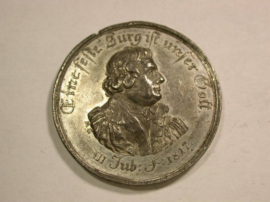  B24 Martin Luther Medaille 1817 Zinn  20,73 Gramm  Originalbilder   